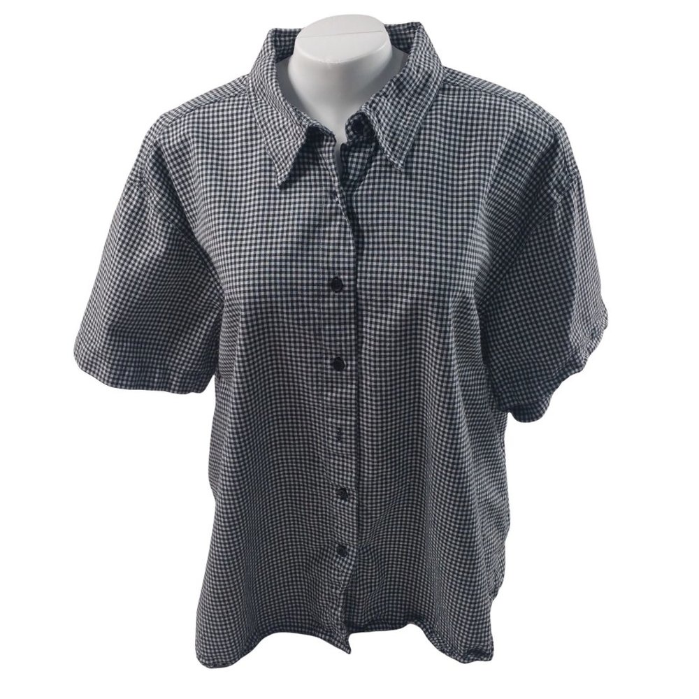 * Billblass  Women Short Sleeve Button Down Blouse Plaid Size 2X